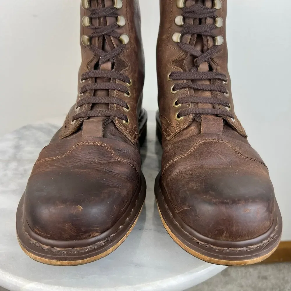 Dr. Martens Pier Brown Leather Lace Up Combat Boots Mens Size US 10